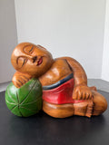 Philippines Large Heavyweight Carved Wooden Sleeping Buddha