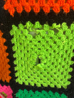 (B) Neon Granny Square Vintage Crochet Blanket