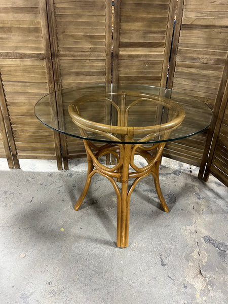 Glass Top Wicker Table, NO CHAIRS