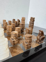 Carved Onyx Heavyweight Aztec Chess Set AS IS (READ DESCRIPTION CAREFULLY)
