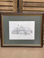 Pencil Drawing of House by Woodcock; Signed