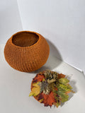 Tall Woven Pumpkin Basket With Lid