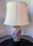 Asian Inspired Pink Florals Ceramic Vase Lamp (WORKS)