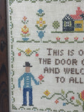Vintage Cross Stitch with Welcome Message