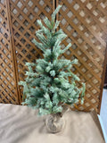Shimmery Pale Green  3 ft. Faux Christmas Tree with Pine Cones and Burlap Base (B)