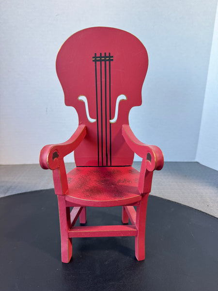 (B) Department 56 Large Santa’s Red Wooden Violin Chair