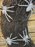 Half Moon Wreath with Silver Sparkle Spiders