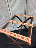 Dark Wooden Floral Folding Vintage Luggage Rack