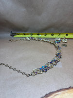 Vintage Lisner Gold Tone/IridescentNecklace & Screw On Earring Set