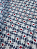 Storehouse Tapestry Style Red, White & Blue Plaid Stars Table Cover