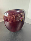 Nagoya Japanese Burgundy Floral Birds Flattened Ceramic Vase