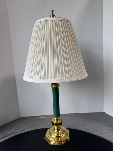 Green & Brass Candlestick Table Lamp (WORKS)