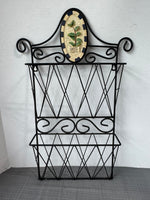 Basil Wrought Iron Scroll 2-Tier Wall Pocket Rack