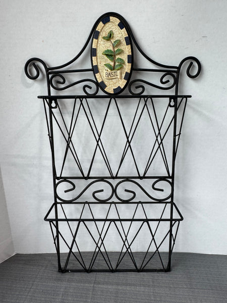 Basil Wrought Iron Scroll 2-Tier Wall Pocket Rack