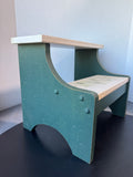 Green Painted Wooden Step Stool with Ivy Motif
