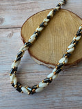 White, Black & Gold Beaded Rope Necklace