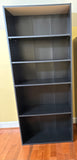 A-Black Particle Board Bookcase, card board backing