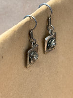 Silver Tone Earrings with Rose