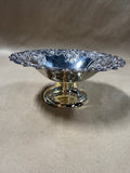 Floral Silver Plate Pedestal Bowl