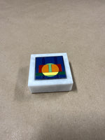 Colored Marble Base Square Paperweight — Made In Italy