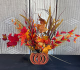 Pumpkin & Scarecrow Faux Fall Floral Arrangement