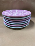 Pastel Colored Spider Web Plates - 7 Pieces