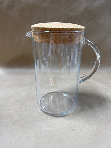 Clear Glass Pitcher With Cork Lid