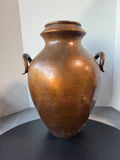 Spanish Style Hammered Copper Urn with Crescent Shaped Handles