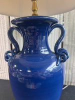 The Bradburn Gallery Blue Twist Handled Pottery Lamp (WORKS)