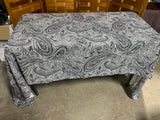 Black & White Paisley Print Table Cloth, 102"x60"