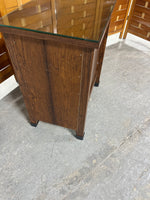 End Table/Cabinet with Protective Glass and Tea Table Pull Out Shelf