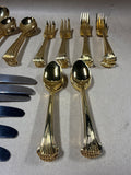 Gold Tone Supreme By Towel Flatware Set - 45 Pieces