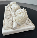 1990 Signed Carruth Studios Hand-Cast Stone Baby Birds Plaque