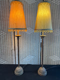 Pair of Metal Tall/Skinny Table Lamps with Beaded Shades