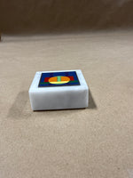 Colored Marble Base Square Paperweight — Made In Italy