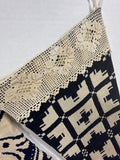 Primitive Style Needlepoint Stockings With Lace Border - Pair