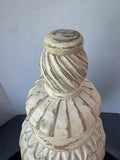 Shabby Chic Distressed Cream Wooden Decorative Finial AS IS (READ DESCRIPTION CAREFULLY)