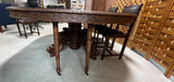 1880's German/French Huntsman's Hand Carved Oak Dining Table with Leaf, and (6) Henry II Revival Chairs ***HEAVY ITEM***READ DESCRIPTION CAREFULLY***
