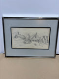 Sketch of Cottage/Boat ; Signed HLN