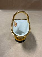 Black Matte Rose Porcelain Basket — 24k Gold
