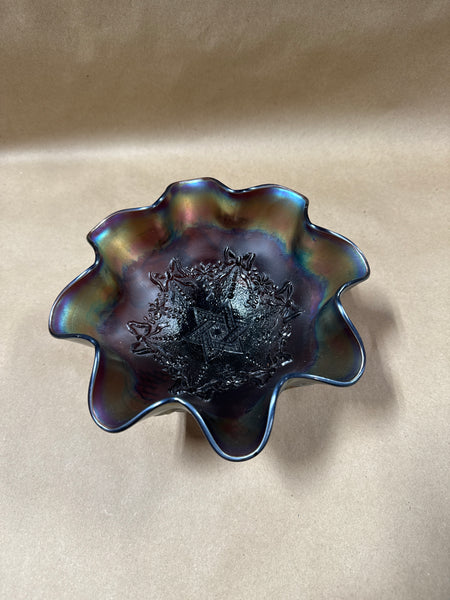 Amethyst Carnival Glass Bowl 
Northwood Star of David With Bows