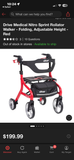 Red Drive Medical Nitro Sprint Folding Rollator Walker