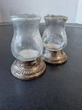 Raimond Glass Salt & Pepper Shakers with Sterling Silver Bases