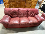 Natuzzi Leather Sofa, deep red tone