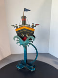 AM Indonesia Folk Style Metal 2-Piece Panama Ship Balancing Toy