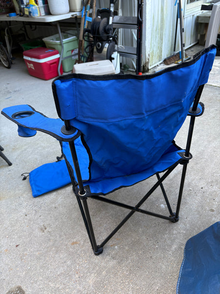 B-Blue Canvas Folding Arm Chair w/Carry Bag (large)
