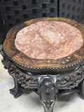 Carved Antique Wooden/Marble Side Table