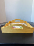 Wooden & Tile Heavyweight Vegetable Motif Serving Tray