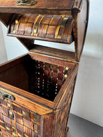 Woven Wine Box Look Flip-Top Waste Basket