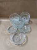 Set Of 8 Arcoroc France Marked Diamond Starburst Clear Glass Bowls